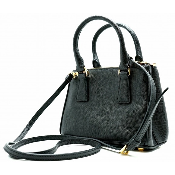 Prada Saffiano Lux Embossed Leather 2way Crossbody Shoulder Bag Black - Picture 2 of 9